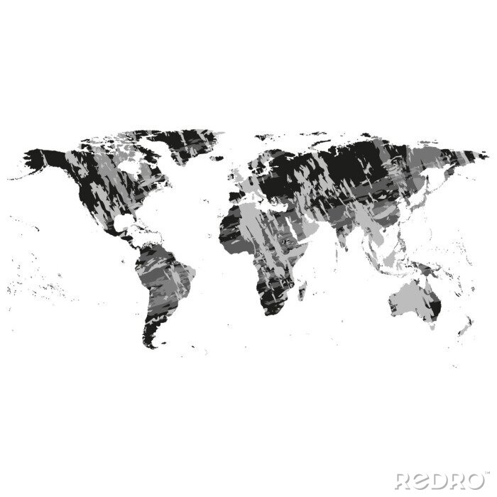 Behang Zwarte wereldkaart met grijs