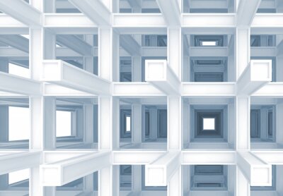 3d abstracte digitale achtergrond, blauw verstevigde constructie