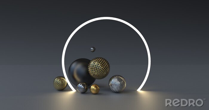 Canvas 3D bollen op een moderne compositie