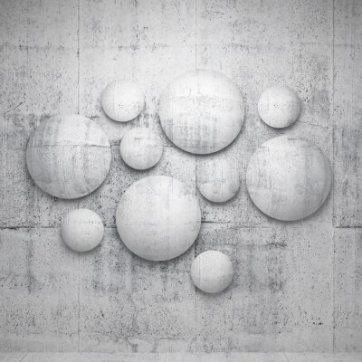 Canvas 3D cirkels op een betonnen achtergrond