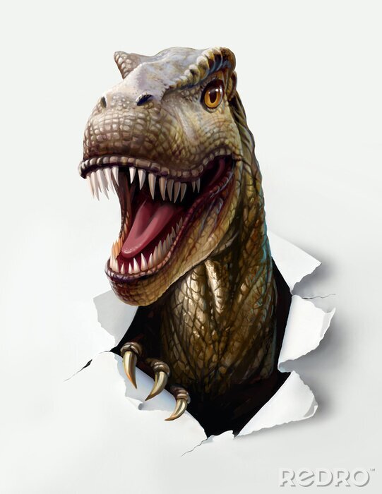 Canvas 3D dinosaurus op witte achtergrond