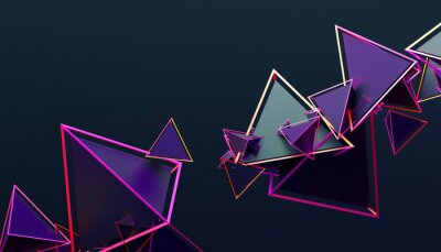 3D-driehoeken in neonkleuren
