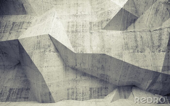 Canvas 3D geometrische betonnen muur