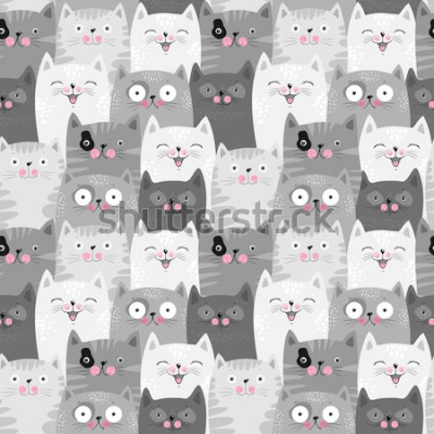 Canvas 3D grafische grijze katten