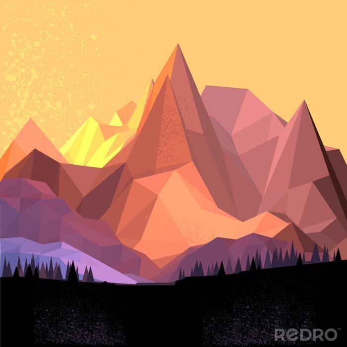 Canvas 3d landschap met bergen