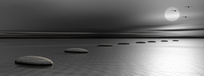 Canvas 3d landschap met de zee