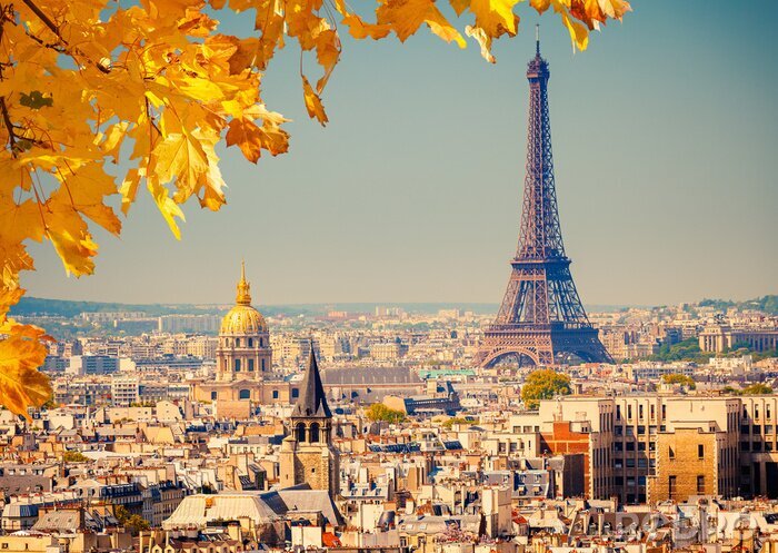 Canvas 3D Parijs in de herfst