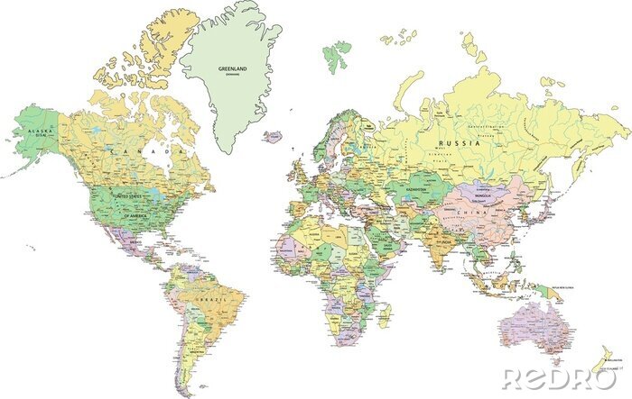 Canvas 3D politieke wereldkaart