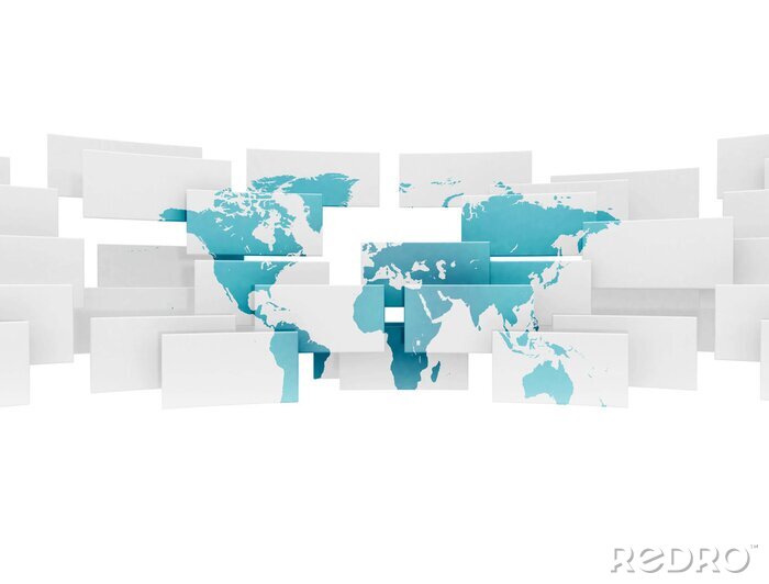 Canvas 3D rechthoeken en wereldkaart