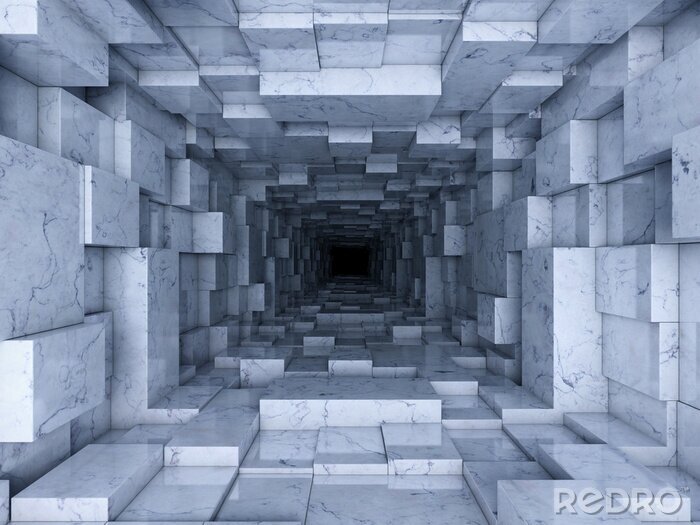 Canvas 3D tunnel gemaakt van stenen blokken