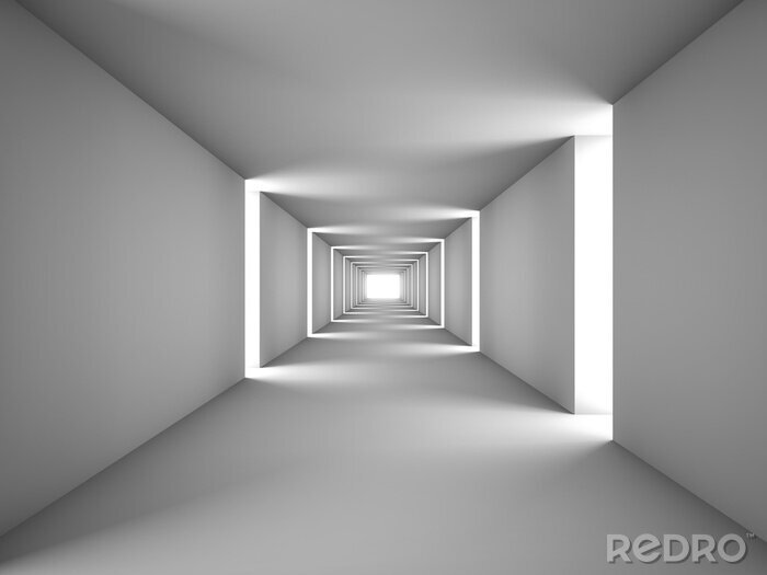 Canvas 3D Tunnel in wit en lichten