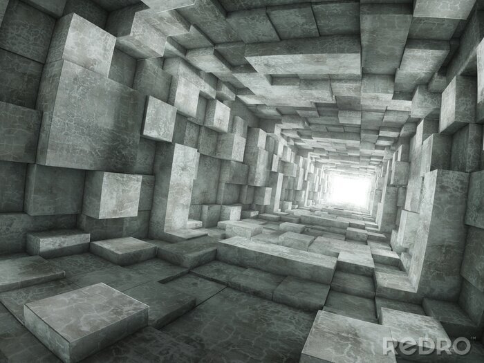 Canvas 3D tunnel met blokken