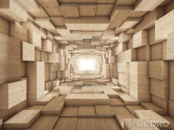 Canvas 3D tunnel van hout