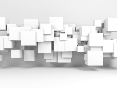 3D zwevende witte kubussen