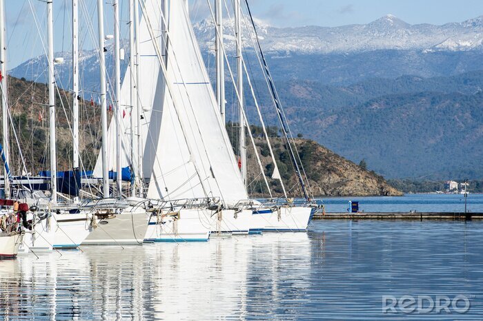 Canvas Aangemeerde zeilboten