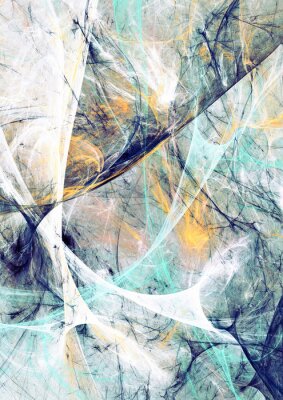 Canvas Abstract beautiful blue and white soft color background. Dynamic painting texture. Modern futuristic cold pattern. Fractal artwork for creative graphic design