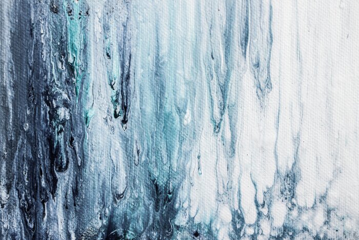 Canvas Abstract blauw acrylverf op canvas