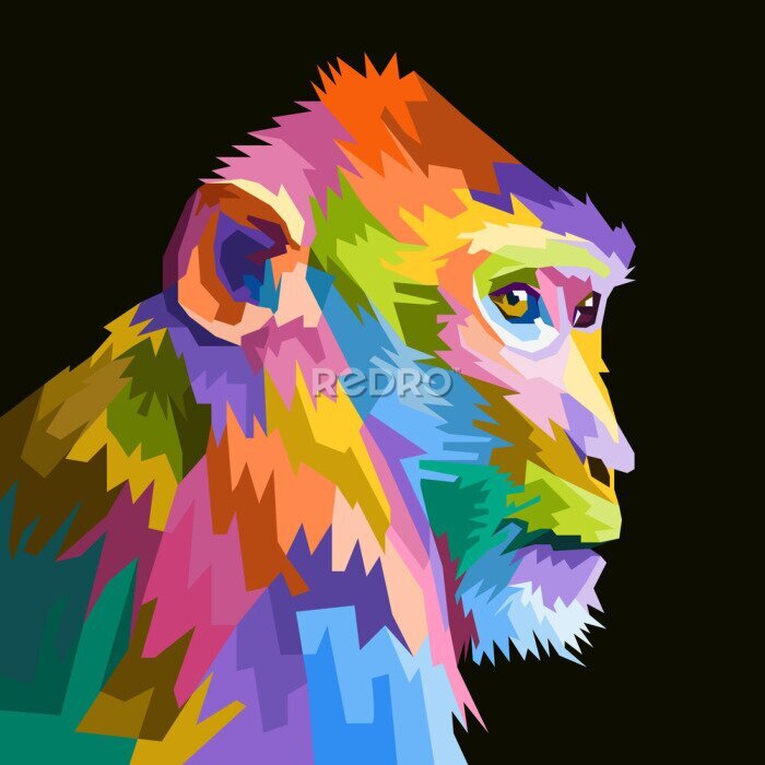 Canvas Abstract concept van apen in pop-art stijl