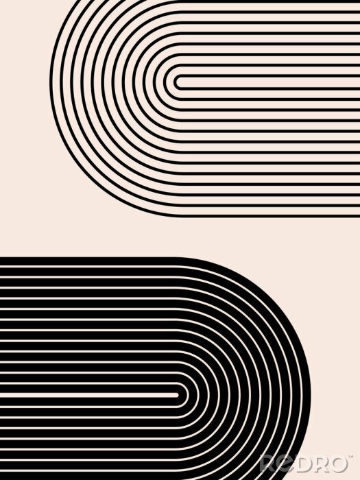 Canvas Abstract contemporary aesthetic background with geometric balance shapes, rainbow gates. Boho wall decor. Mid century modern minimalist print. Neutral Geometric art. Organic shape.