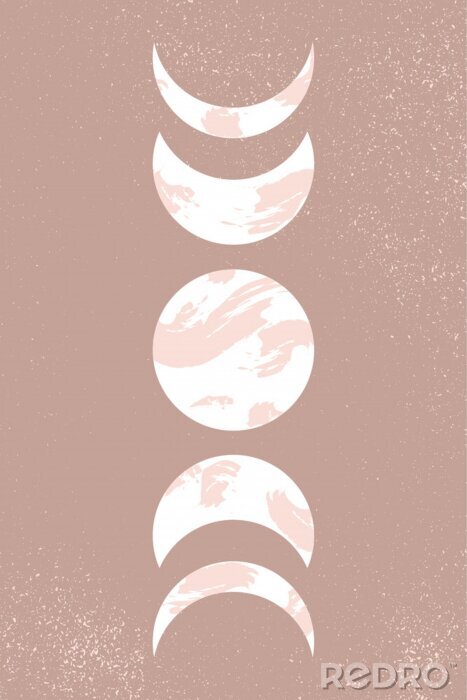 Canvas Abstract contemporary aesthetic background with Moon phases. Pastel beige colors. Boho neutral wall decor. Mid century modern minimalist art print. Organic natural shapes. Magic concept.