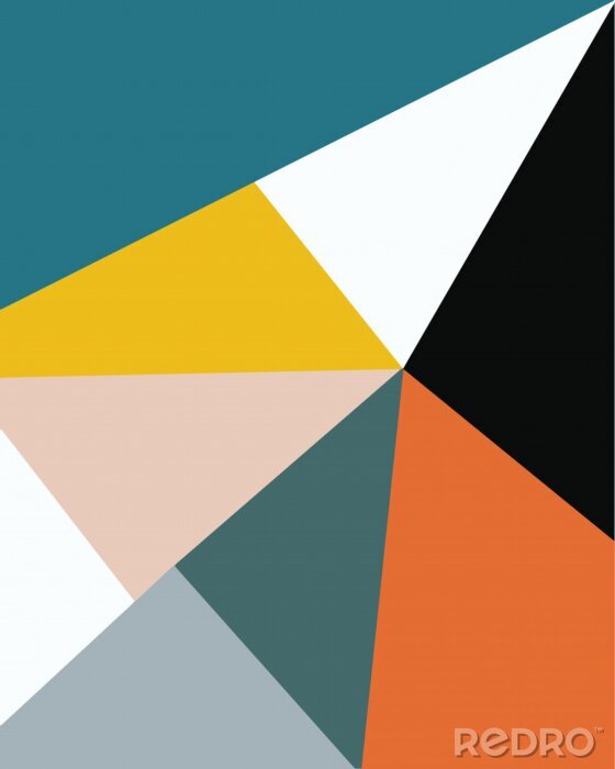 Canvas abstract geometric minimal art, memphis design nordic scandinavian style colorful geometry pattern