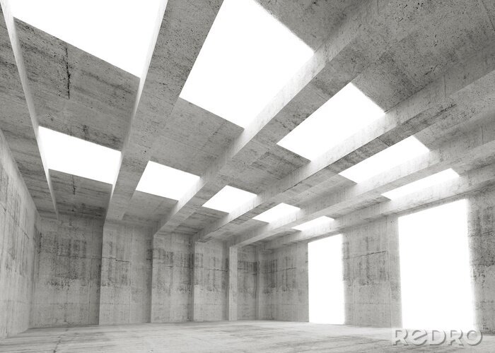 Canvas Abstract lege betonnen 3d interieur met lichten en balken
