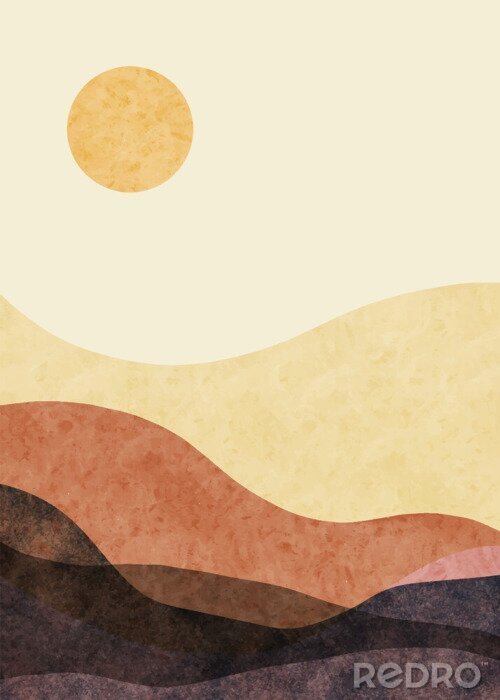 Canvas Abstract mountain landscape, Minimalist design. Abstract water color. vector background illustration.