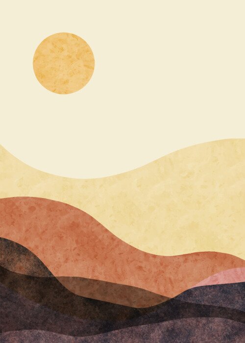 Canvas Abstract mountain landscape, Minimalist design. Abstract water color. vector background illustration.