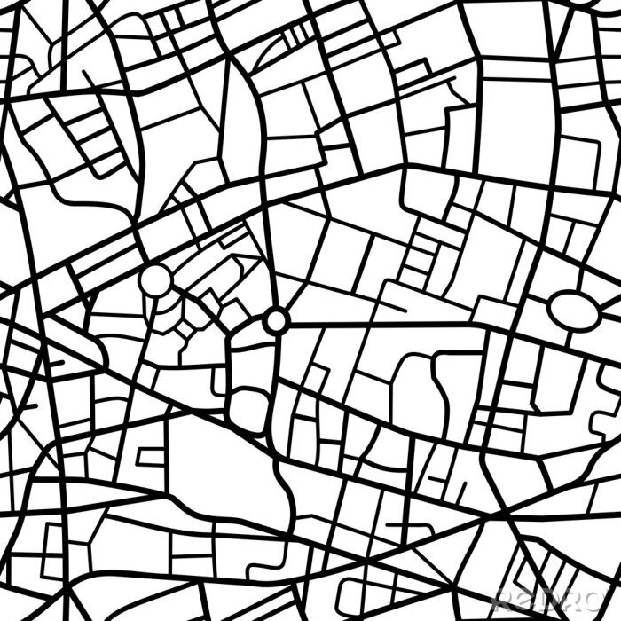 Canvas Abstract naadloos patroon van een fictieve stadskaart