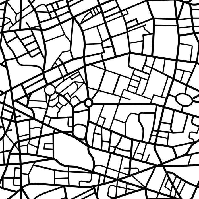 Canvas Abstract naadloos patroon van een fictieve stadskaart