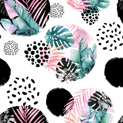 Behang Abstract natuurlijk naadloos patroon geïnspireerd door memphis stijl.