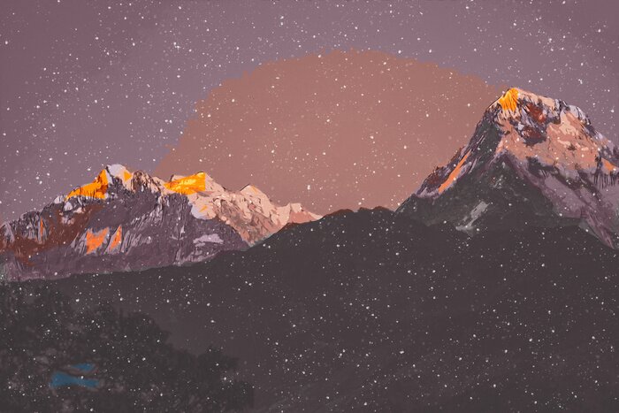 Canvas Abstract painting of colorful mountain, Digital painting illustration