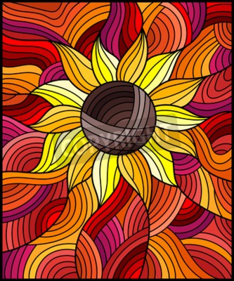 Canvas Abstract patroon met een zonnebloem