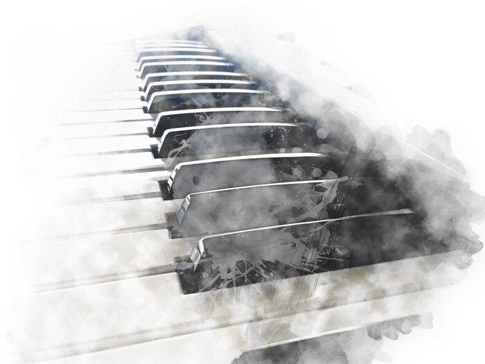 Canvas Abstract piano keyboard watercolor illustrtion painting background.