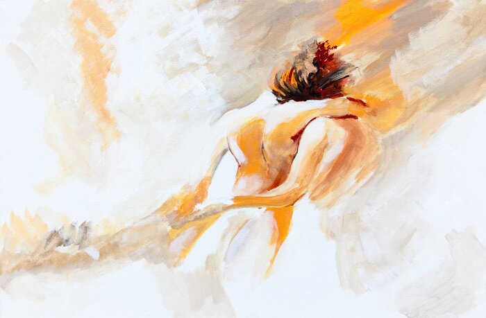 Canvas Abstract schilderij met mensen