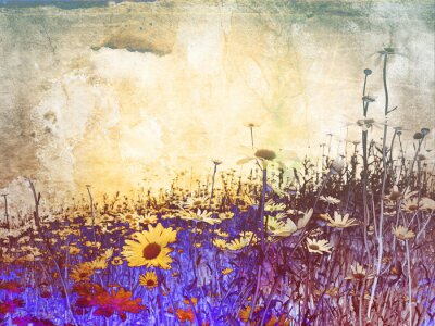 Abstract veld met bloemen