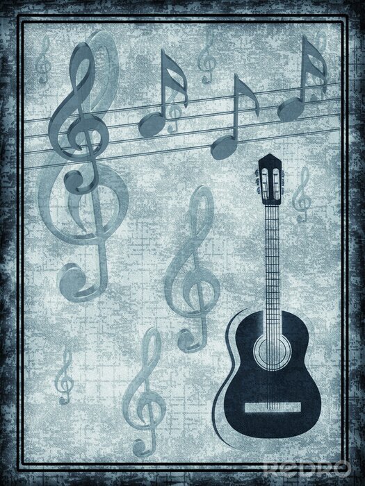 Canvas Abstracte achtergrond met een gitaar