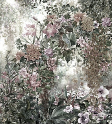 Canvas Abstracte bloemen aquarel schilderij. Lente veelkleurige bloemen