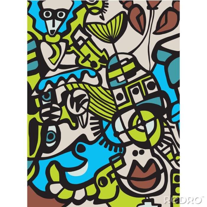 Canvas Abstracte figuren aan de muur