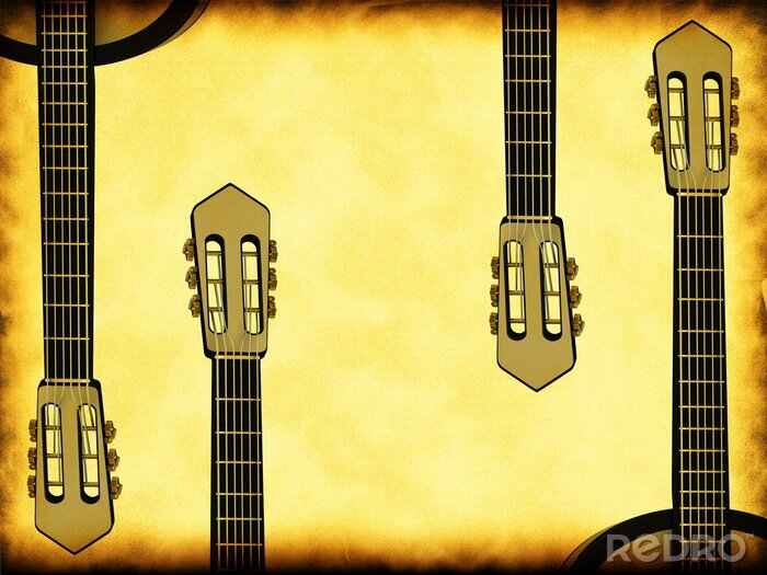 Canvas Abstracte gitaren en muziek