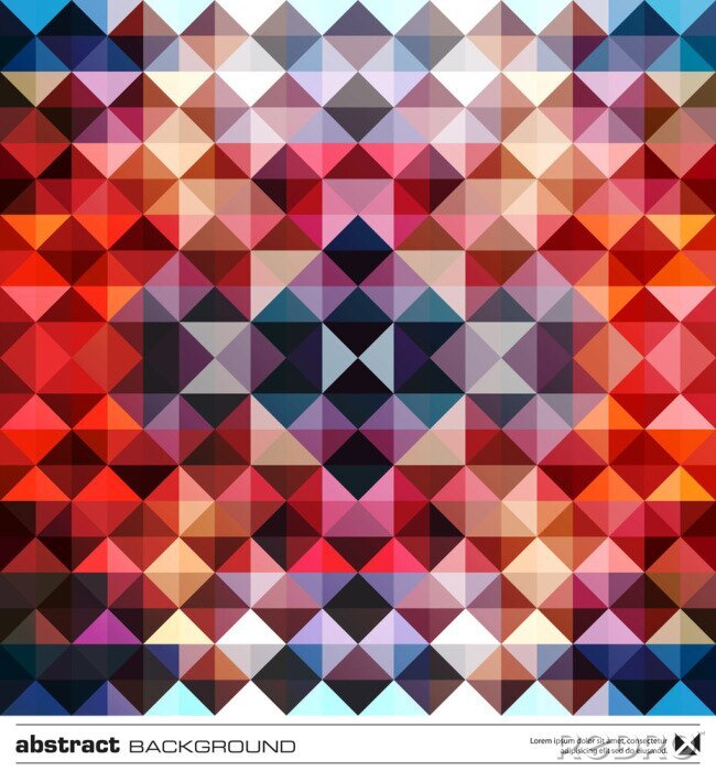 Canvas Abstracte kleurrijke driehoekjes achtergrond. Vector.