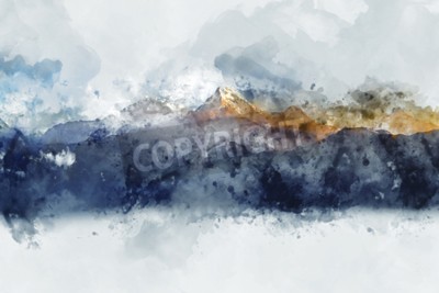 Canvas Abstracte weergave van bergen