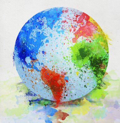Canvas Abstracte wereldkaart op een wereldbol
