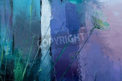 Canvas Abstractie die olieverfschilderij imiteert