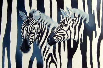 Canvas Abstractie met zebra's