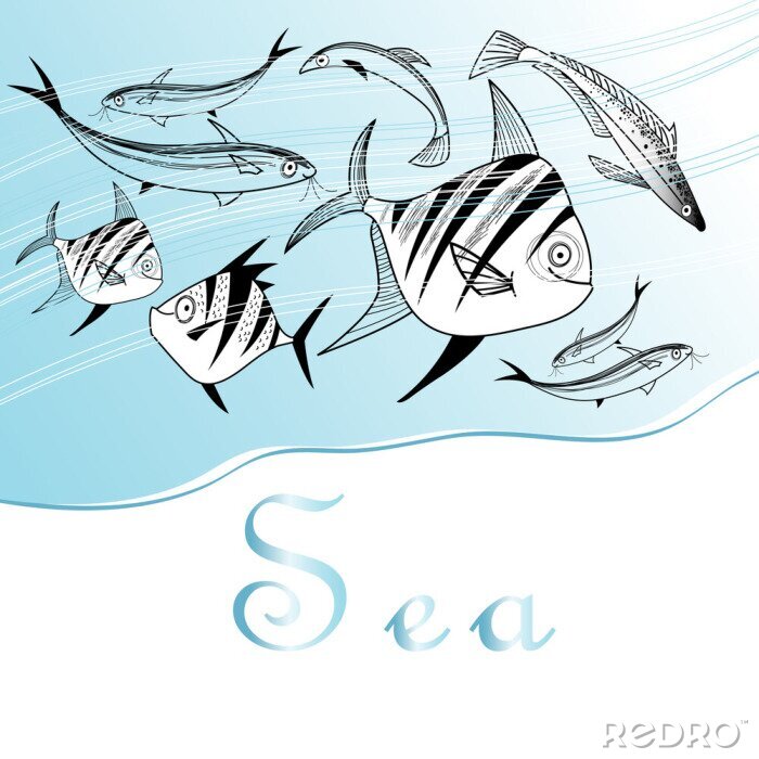 Canvas achtergrond met vissen