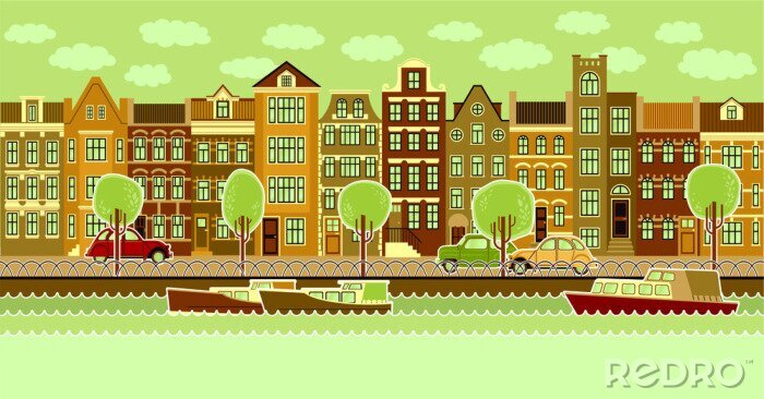 Canvas Afbeeldingen van Amsterdamse gebouwen