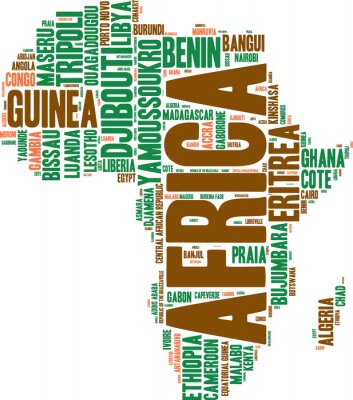 Canvas Africa map tag cloud illustration