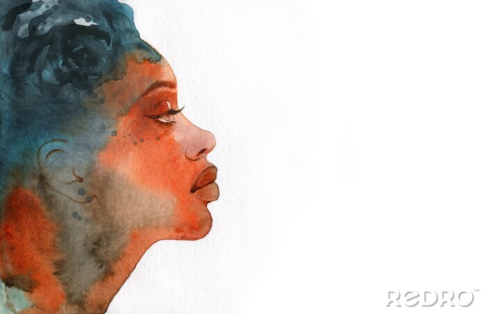 Canvas african american woman. illustration. watercolor painting
