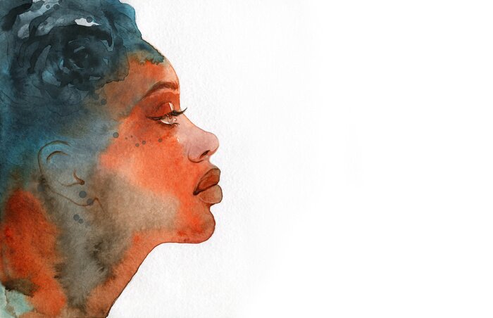 Canvas african american woman. illustration. watercolor painting
